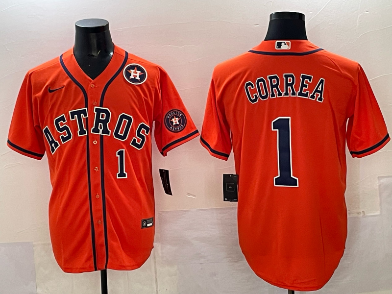 Youth 2025 Houston Astros #1 Correa orange Nike MLB Jersey 0011->youth mlb jersey->Youth Jersey